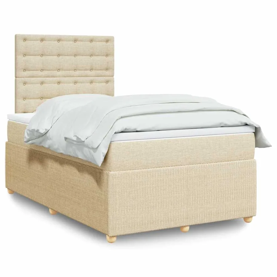 Sommier à lattes de lit avec matelas Crème 120x200 cm Tissu
