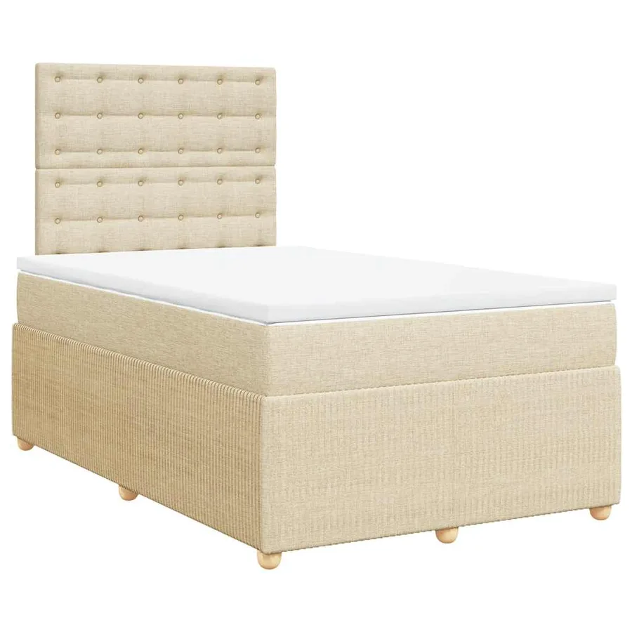 Sommier à lattes de lit avec matelas Crème 120x200 cm Tissu - 3