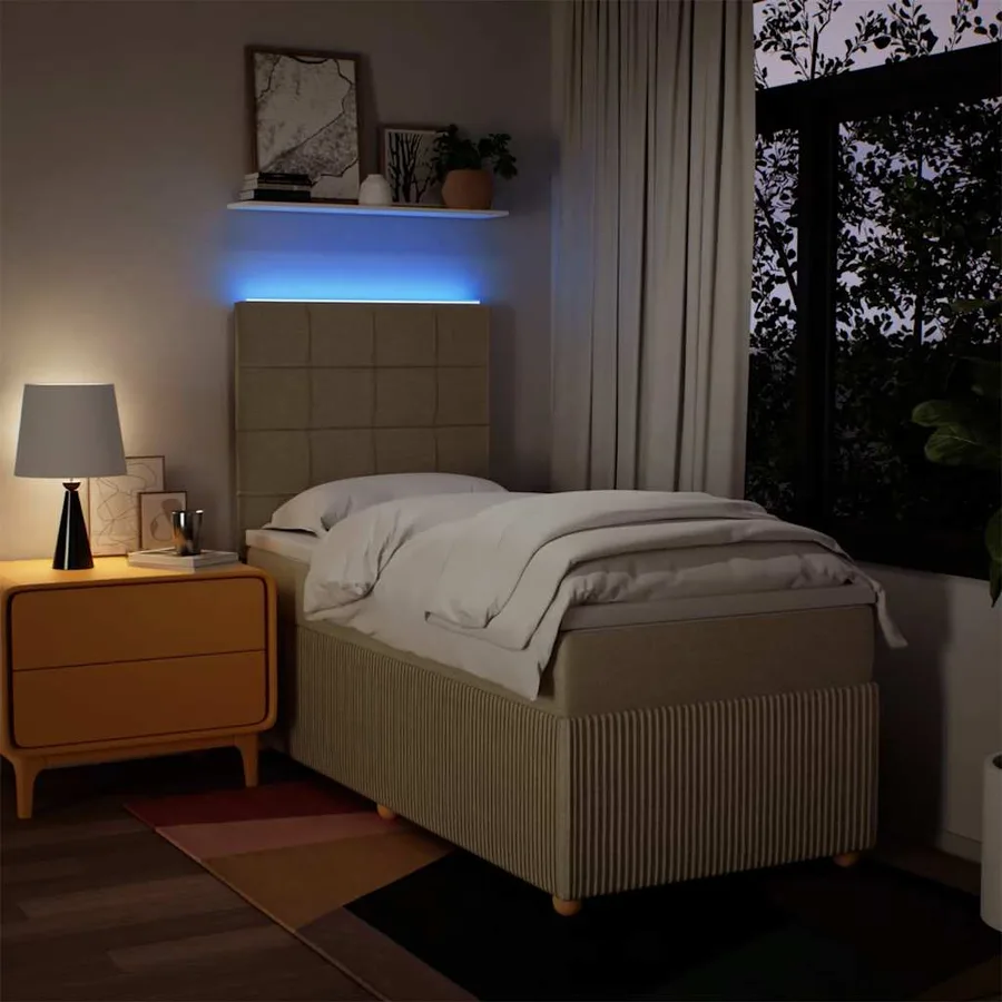Sommier à lattes de lit avec matelas Crème 80x200 cm Tissu - 4