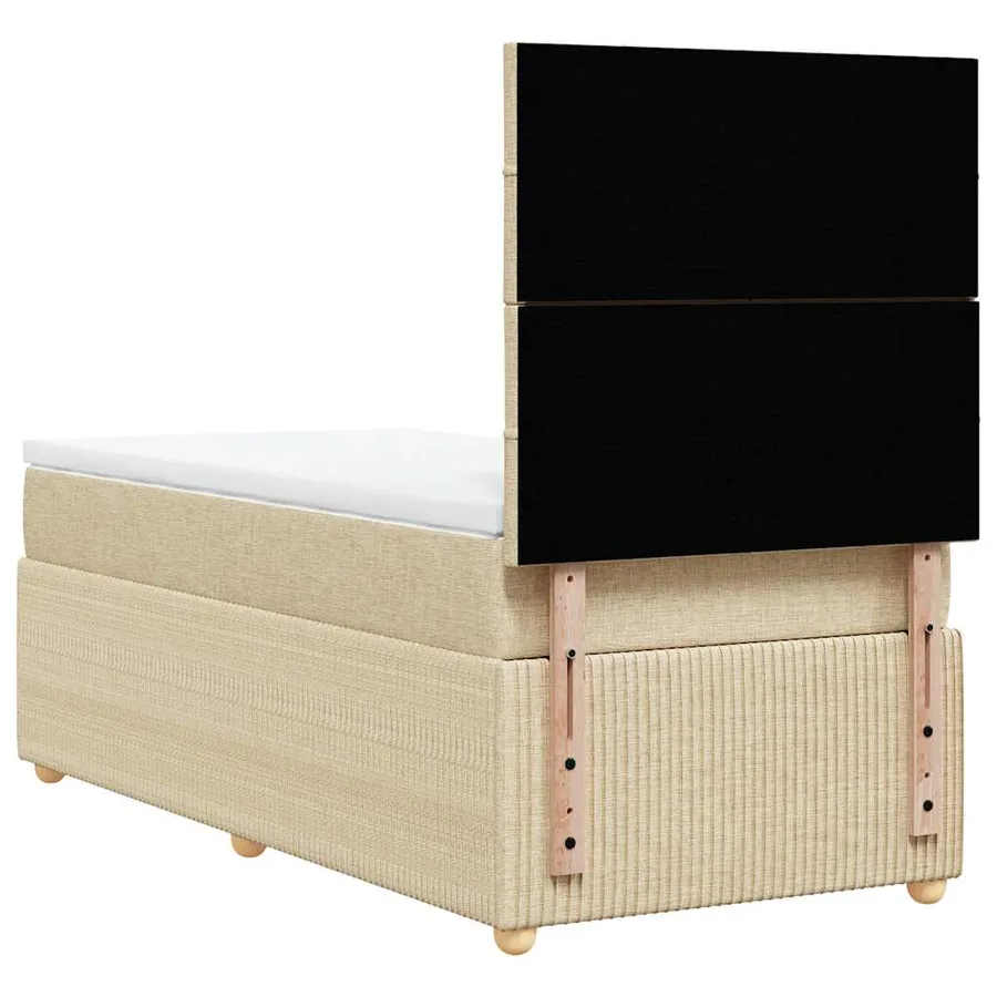 Sommier à lattes de lit avec matelas Crème 80x200 cm Tissu - 8