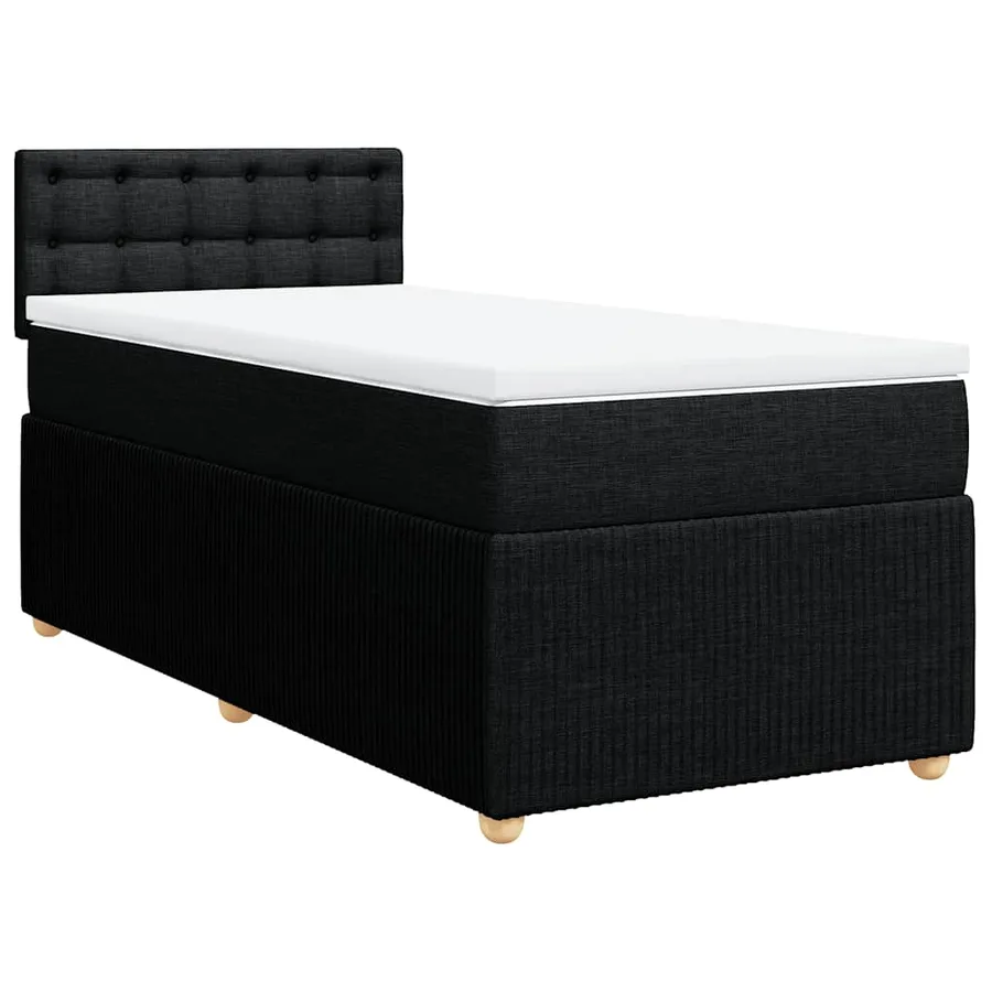 Sommier à lattes de lit et matelas Noir 80x200 cm Tissu - 2