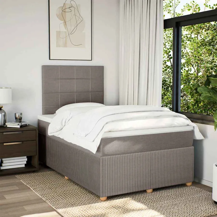 Sommier à lattes de lit avec matelas Taupe 120x200 cm Tissu - 3