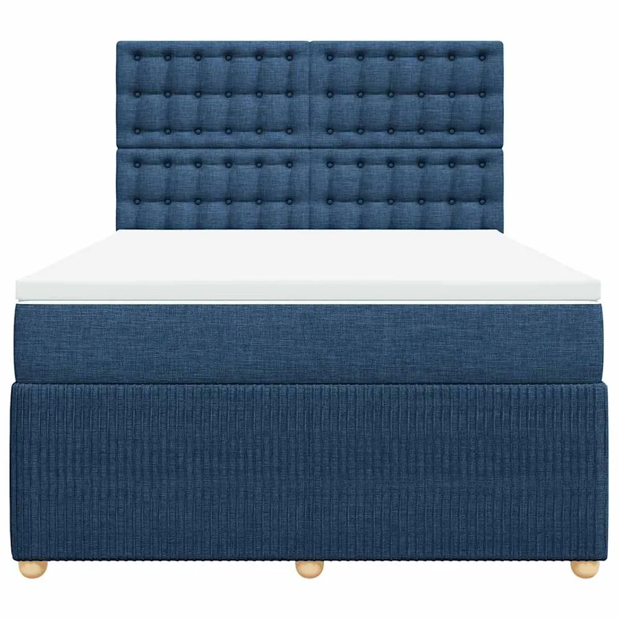 Sommier à lattes de lit avec matelas Bleu 140x190 cm Tissu - 4
