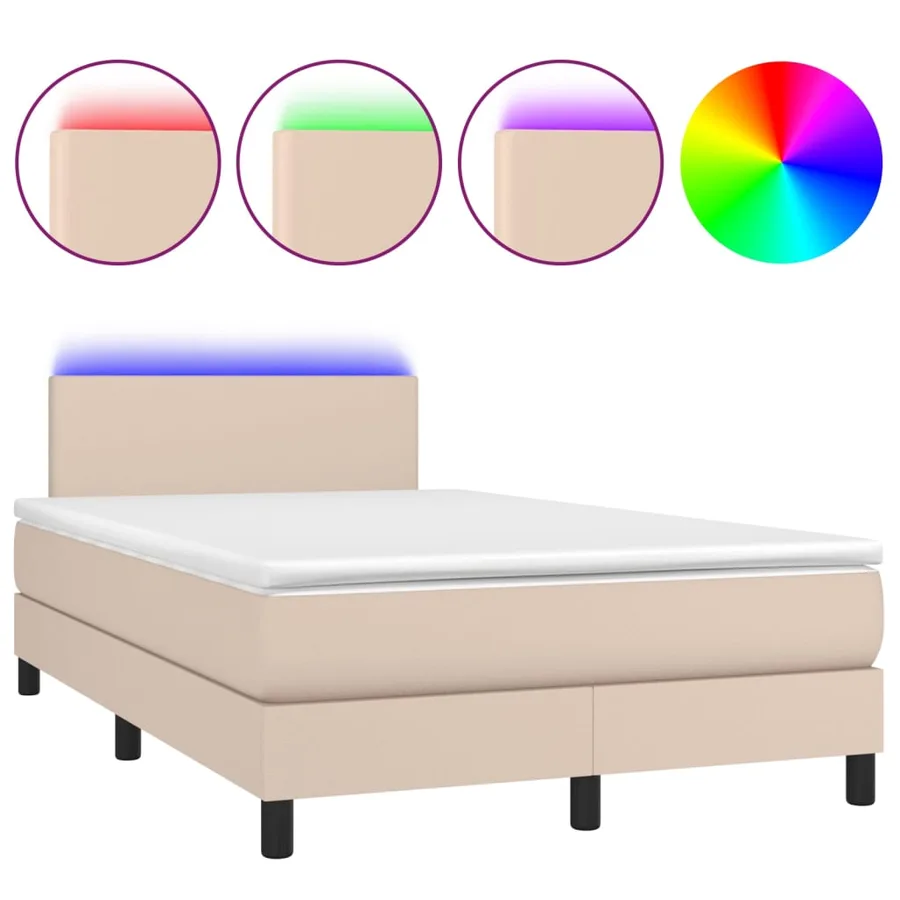 Sommier à lattes de lit avec matelas LED Cappuccino 120x200 cm - 2