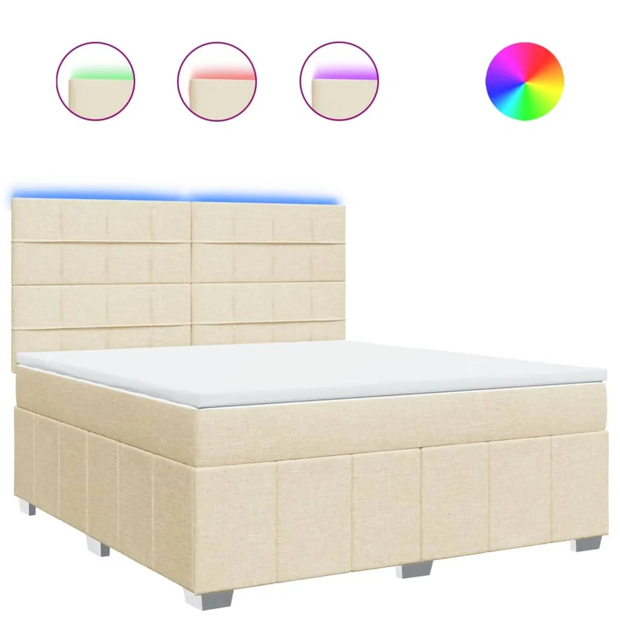 Sommier à lattes de lit avec matelas Crème 180x200 cm Tissu - 2