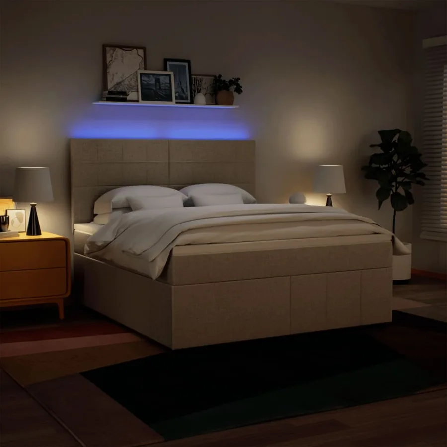 Sommier à lattes de lit avec matelas Crème 180x200 cm Tissu - 4