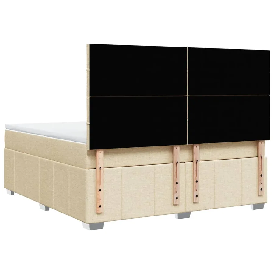 Sommier à lattes de lit avec matelas Crème 180x200 cm Tissu - 8