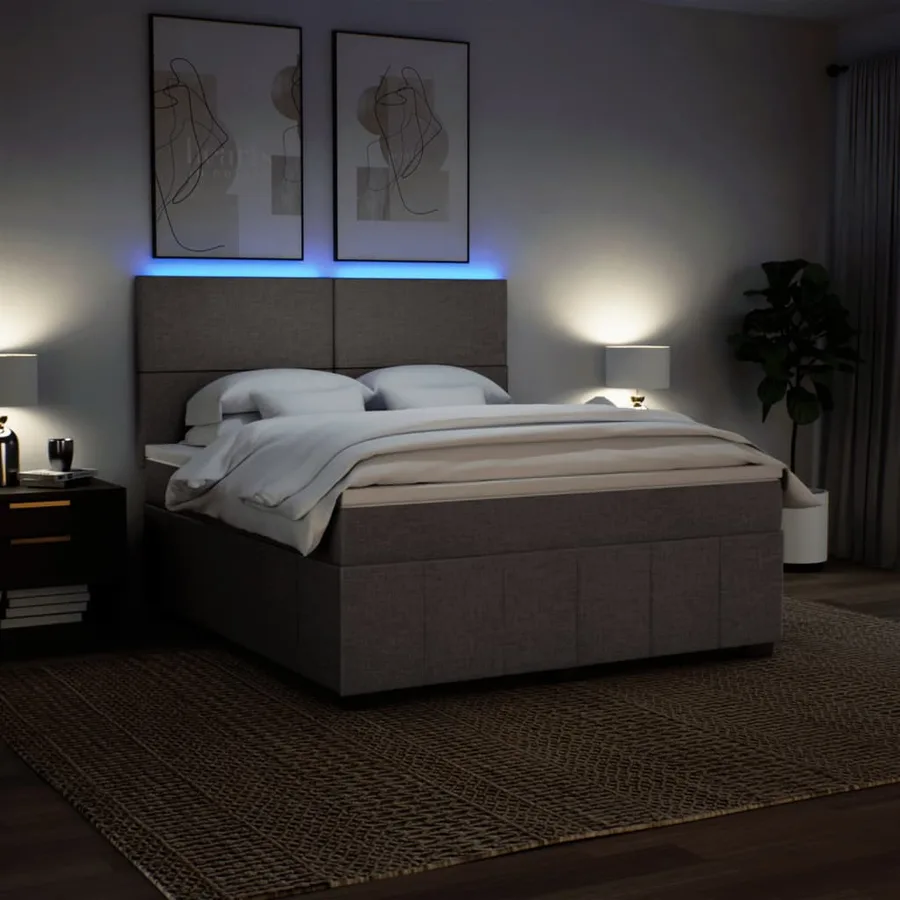 Sommier à lattes de lit avec matelas Taupe 180x200 cm Tissu - 4