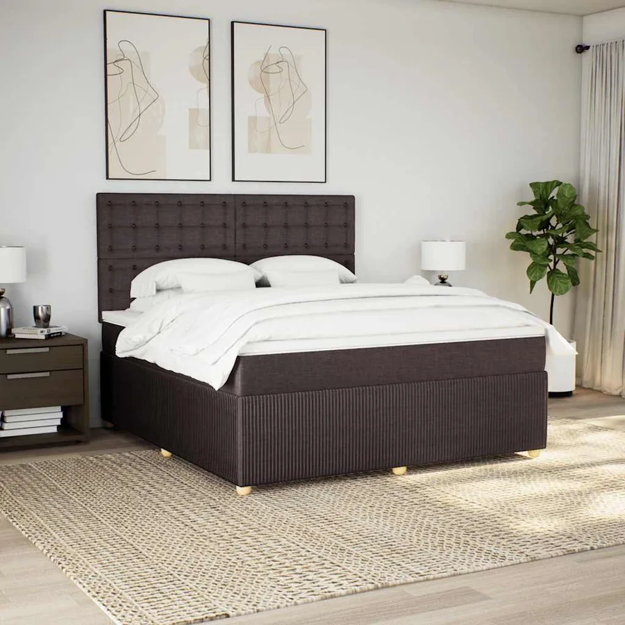 Sommier à lattes de lit avec matelas Marron foncé 180x200 cm - 5