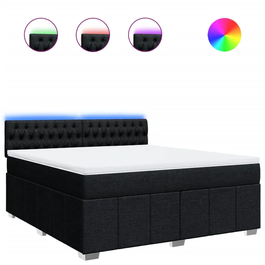 Sommier à lattes de lit avec matelas Noir 180x200 cm Tissu - 2