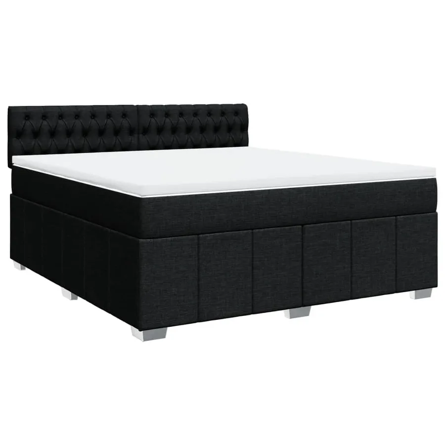 Sommier à lattes de lit avec matelas Noir 180x200 cm Tissu - 3