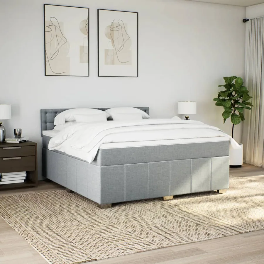 Sommier à lattes de lit avec matelas Gris clair 180x200cm Tissu - 4