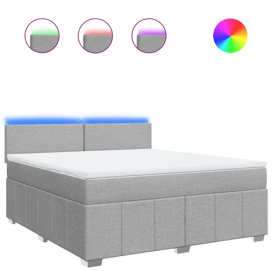 Sommier à lattes de lit avec matelas Gris clair 180x200cm Tissu - 2