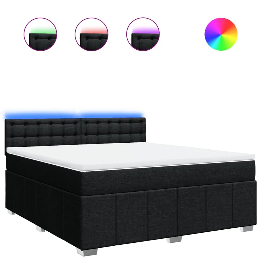 Sommier à lattes de lit avec matelas Noir 180x200 cm Tissu - 2