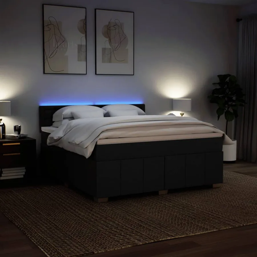 Sommier à lattes de lit avec matelas Noir 180x200 cm Tissu - 5