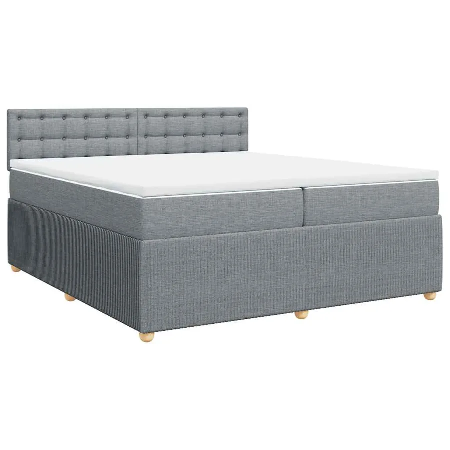 Sommier à lattes de lit avec matelas Gris clair 200x200cm Tissu - 3