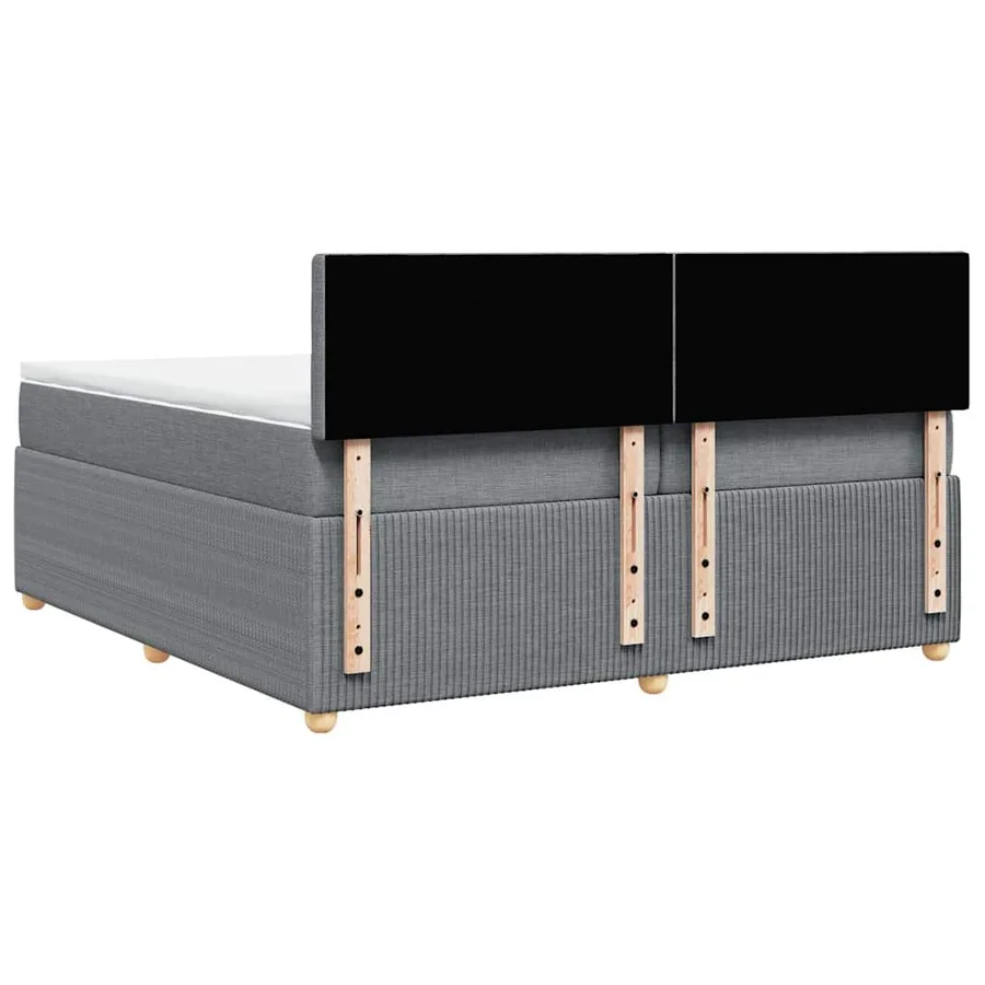 Sommier à lattes de lit avec matelas Gris clair 200x200cm Tissu - 8