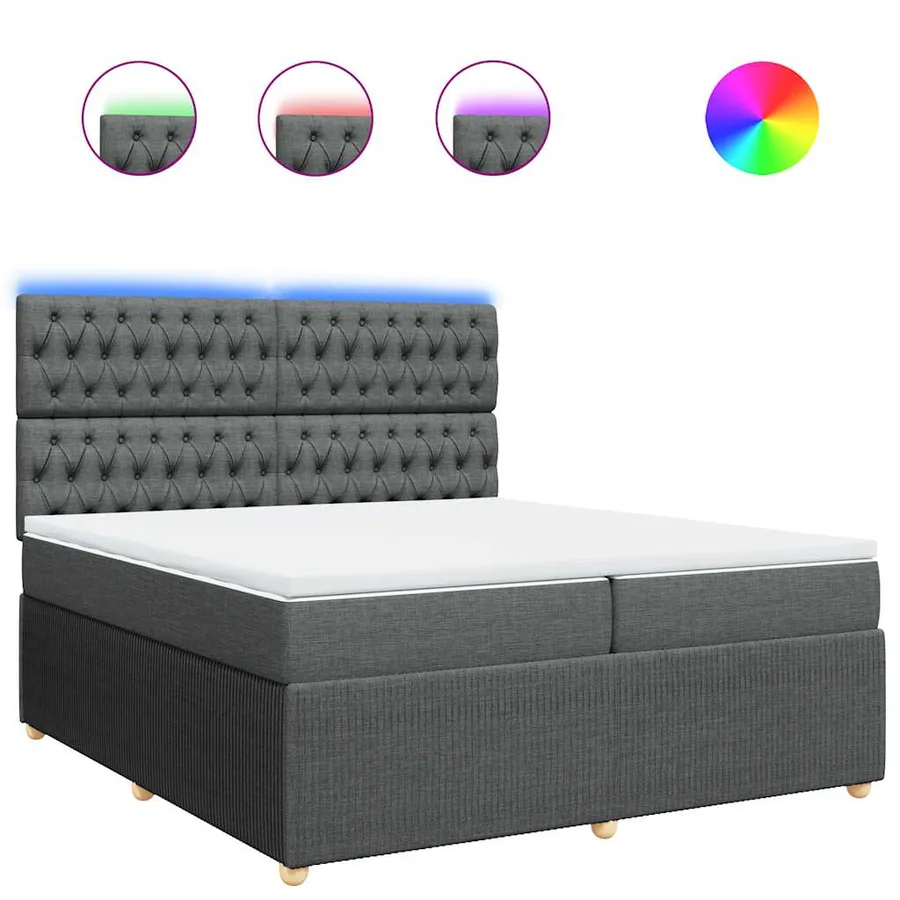 Sommier à lattes de lit avec matelas Gris foncé 200x200cm Tissu - 2