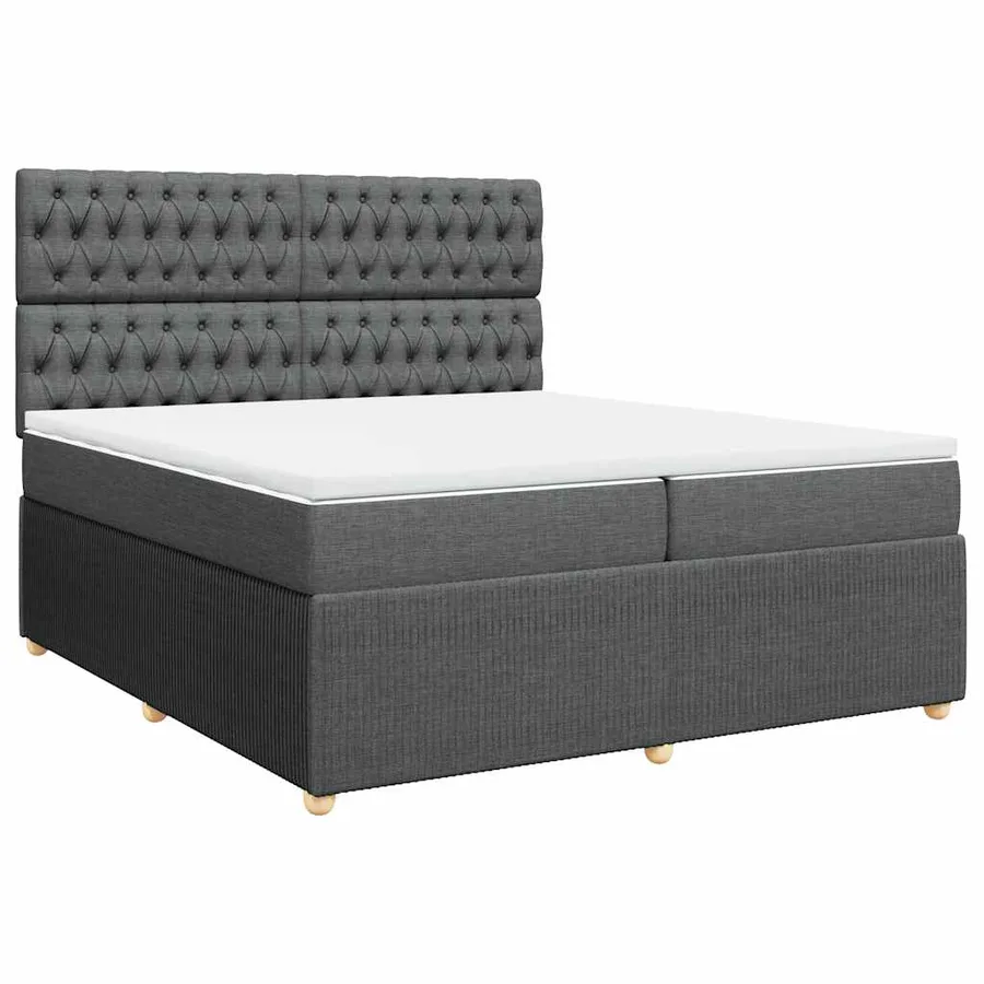 Sommier à lattes de lit avec matelas Gris foncé 200x200cm Tissu - 3
