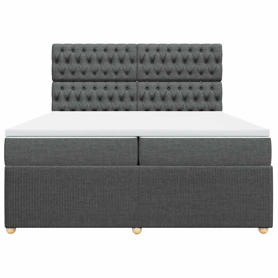 Sommier à lattes de lit avec matelas Gris foncé 200x200cm Tissu - 6