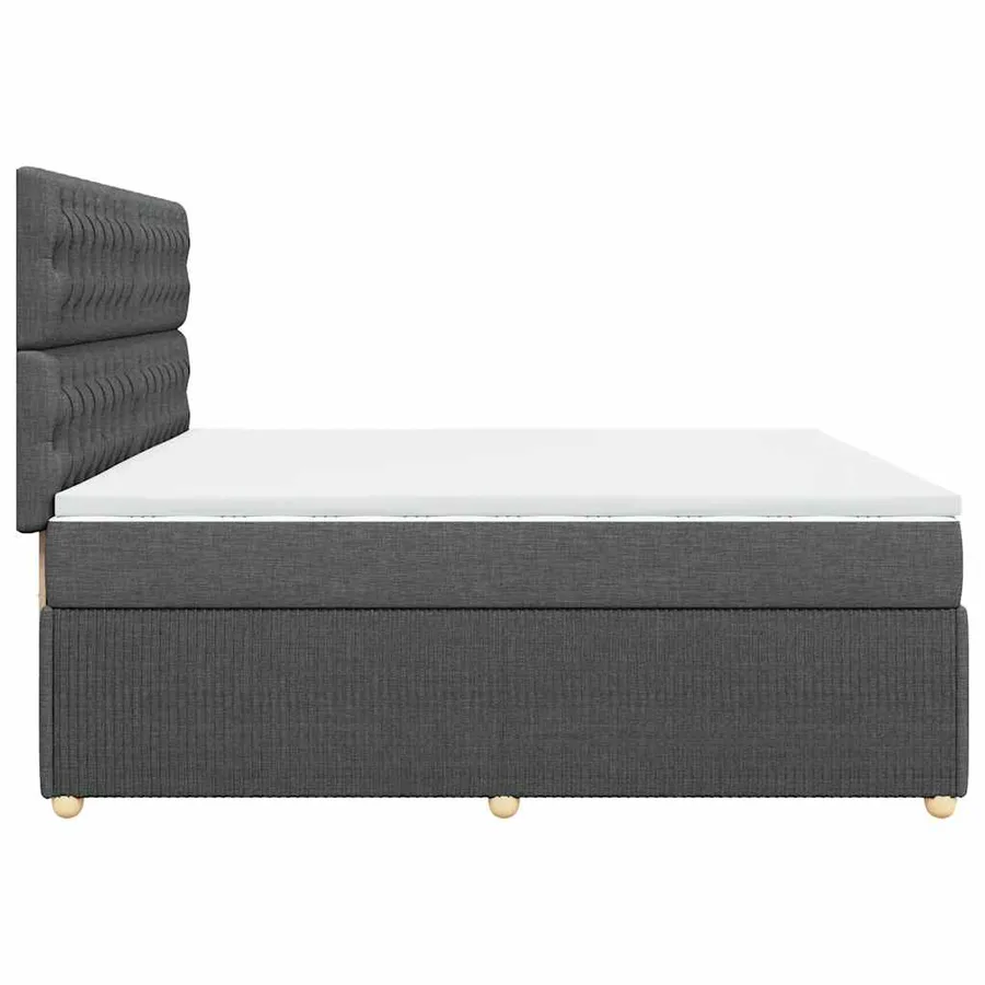 Sommier à lattes de lit avec matelas Gris foncé 200x200cm Tissu - 7