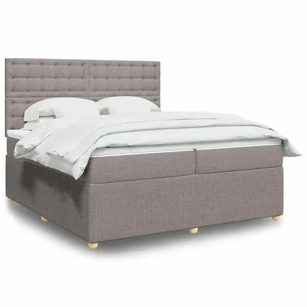 Sommier à lattes de lit avec matelas Taupe 200x200 cm Tissu