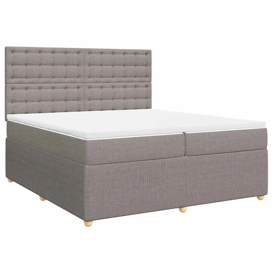 Sommier à lattes de lit avec matelas Taupe 200x200 cm Tissu - 4