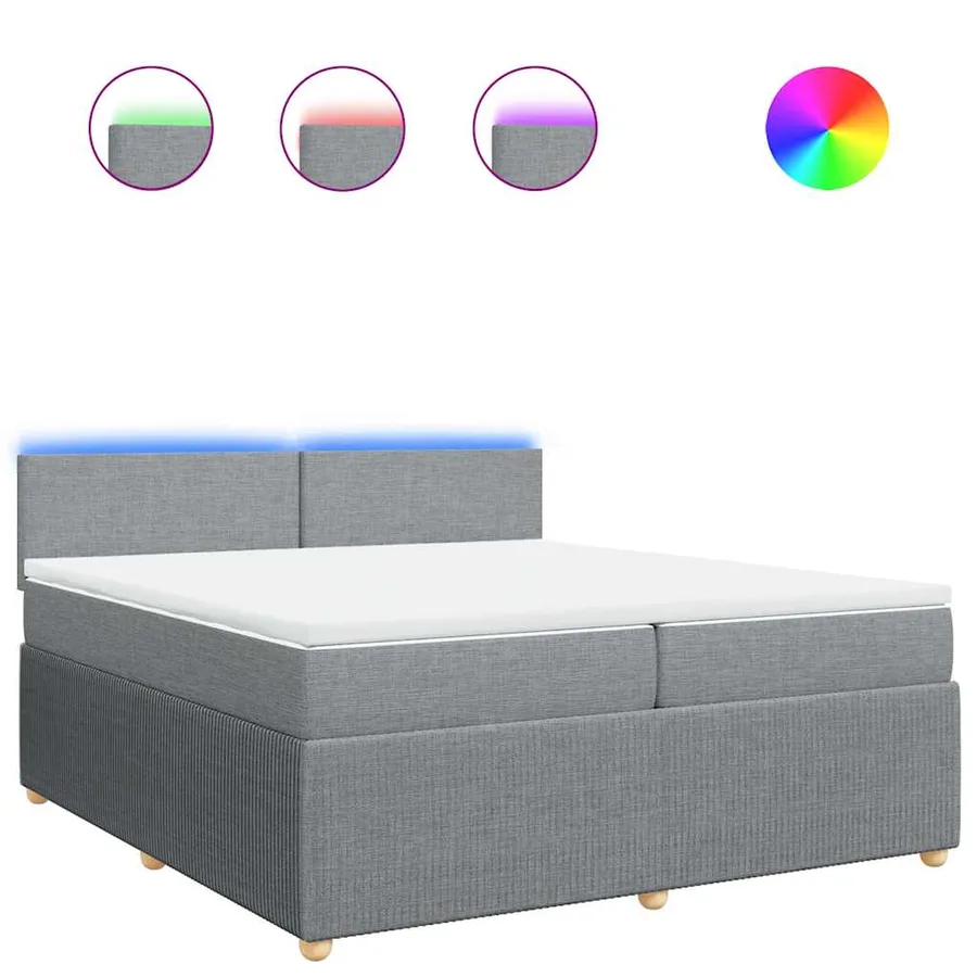 Sommier à lattes de lit avec matelas Gris clair 200x200cm Tissu - 2