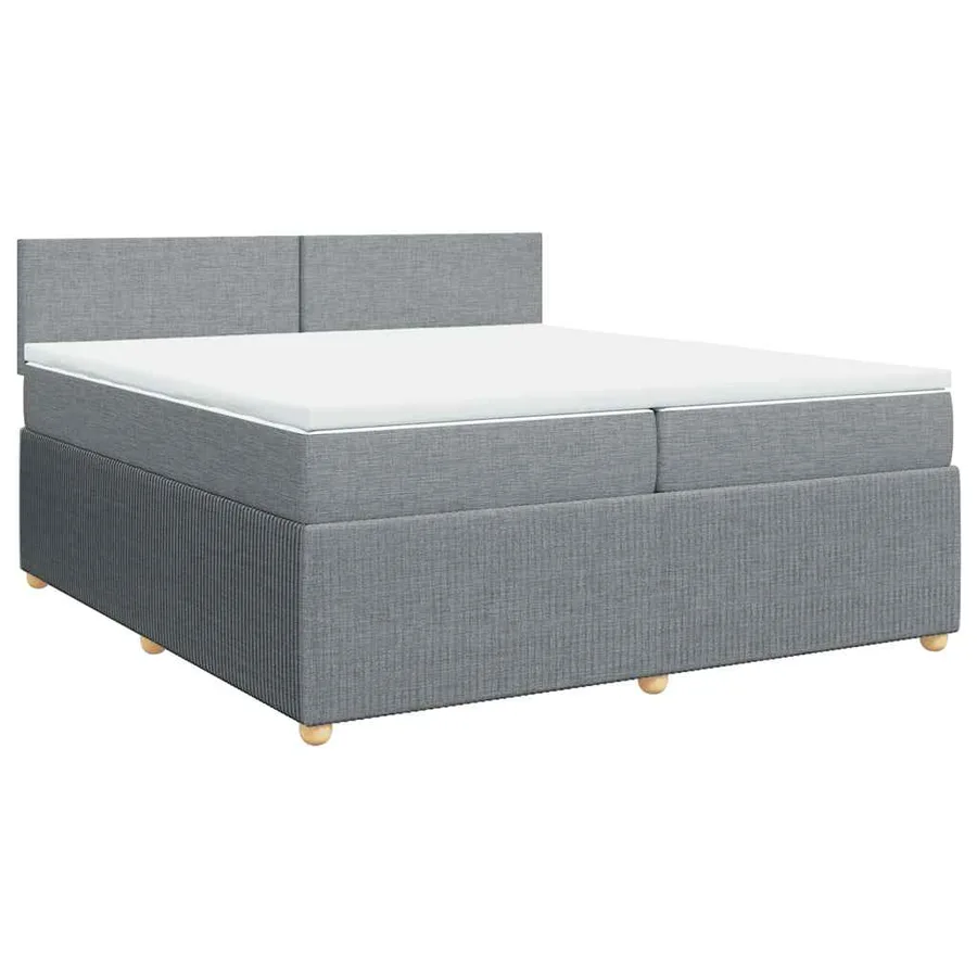 Sommier à lattes de lit avec matelas Gris clair 200x200cm Tissu - 3