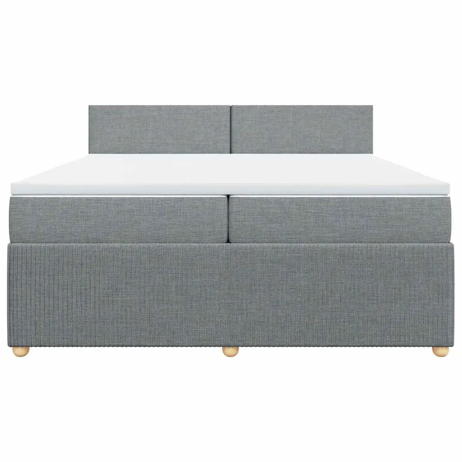 Sommier à lattes de lit avec matelas Gris clair 200x200cm Tissu - 6