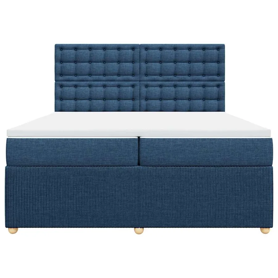 Sommier à lattes de lit avec matelas Bleu 200x200 cm Tissu - 4