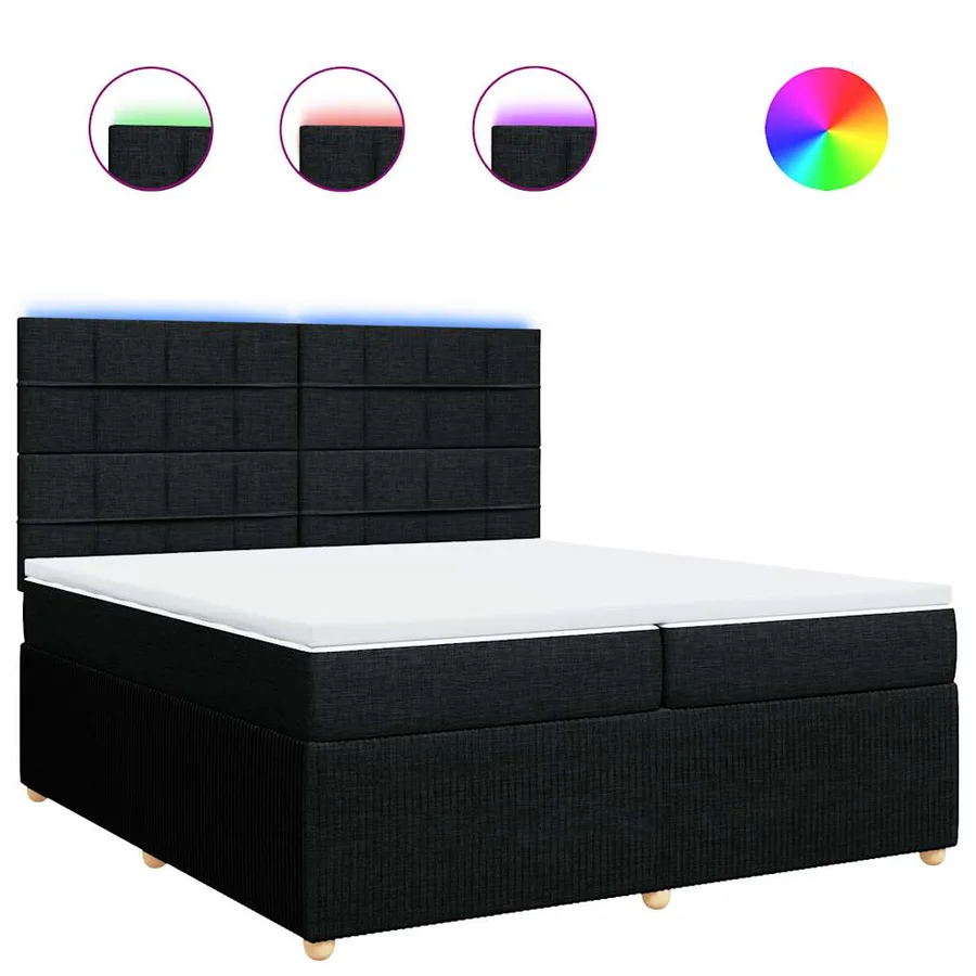 Sommier à lattes de lit avec matelas Noir 200x200 cm Tissu - 2