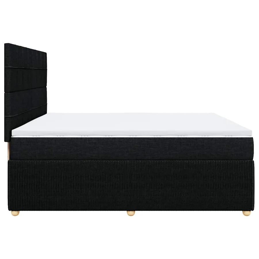 Sommier à lattes de lit avec matelas Noir 200x200 cm Tissu - 7