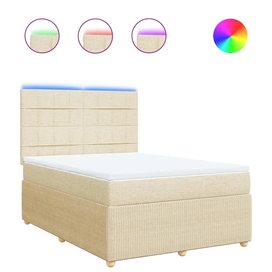 Sommier à lattes de lit avec matelas Crème 140x190 cm Tissu - 2
