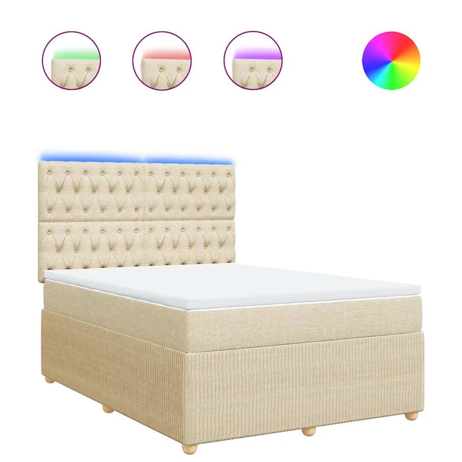 Sommier à lattes de lit avec matelas Crème 140x190 cm Tissu - 2