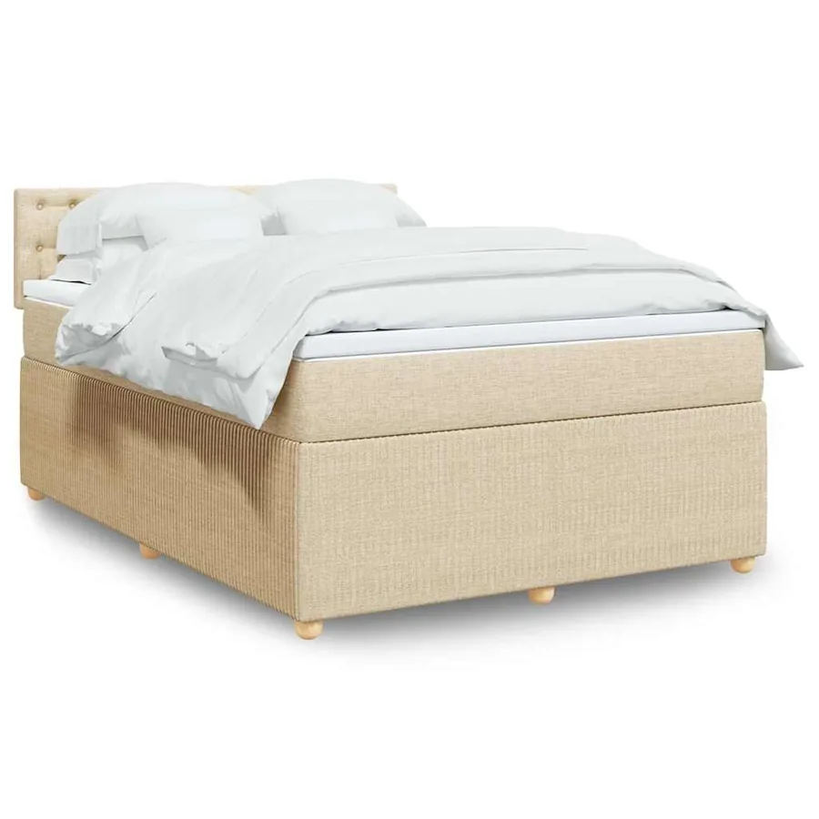 Sommier à lattes de lit avec matelas Crème 140x190 cm Tissu
