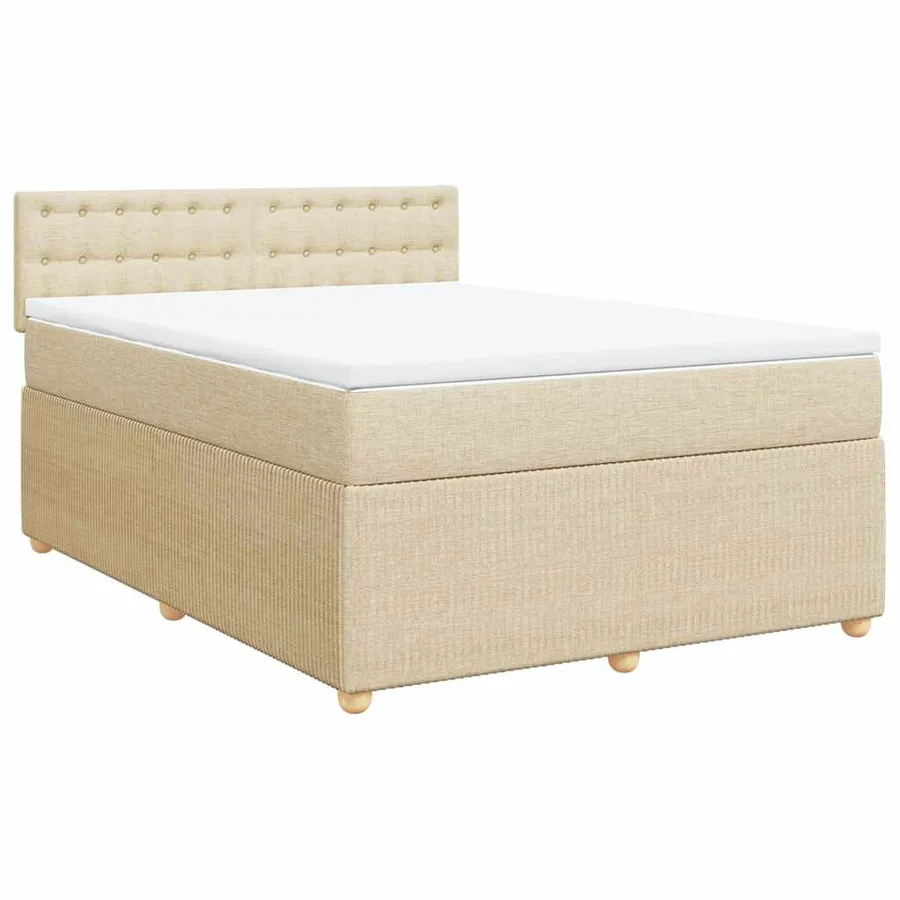 Sommier à lattes de lit avec matelas Crème 140x190 cm Tissu - 2