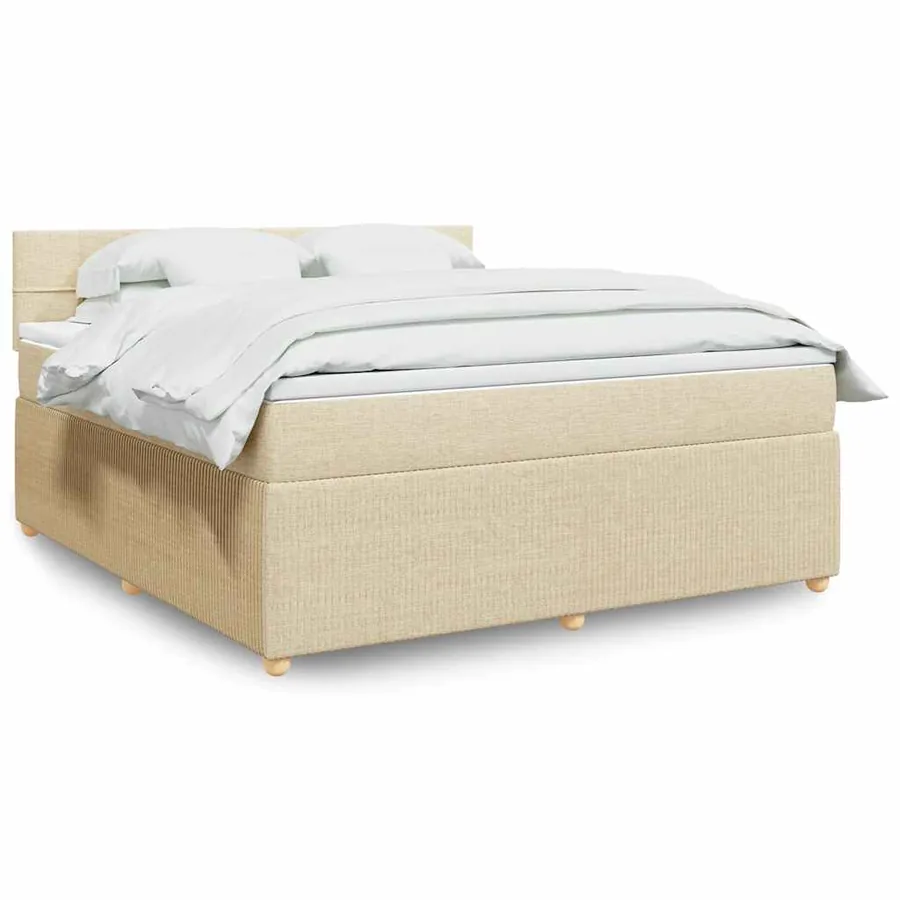 Sommier à lattes de lit avec matelas Crème 180x200 cm Tissu