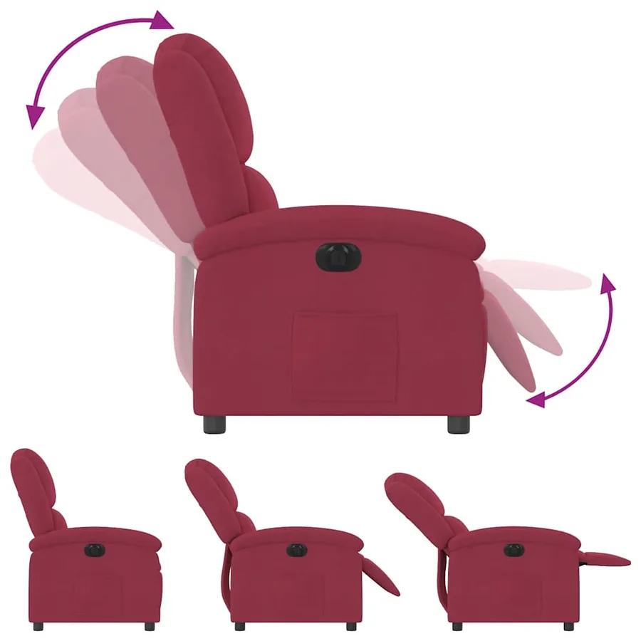 Fauteuil inclinable électrique rouge bordeaux velours - 7