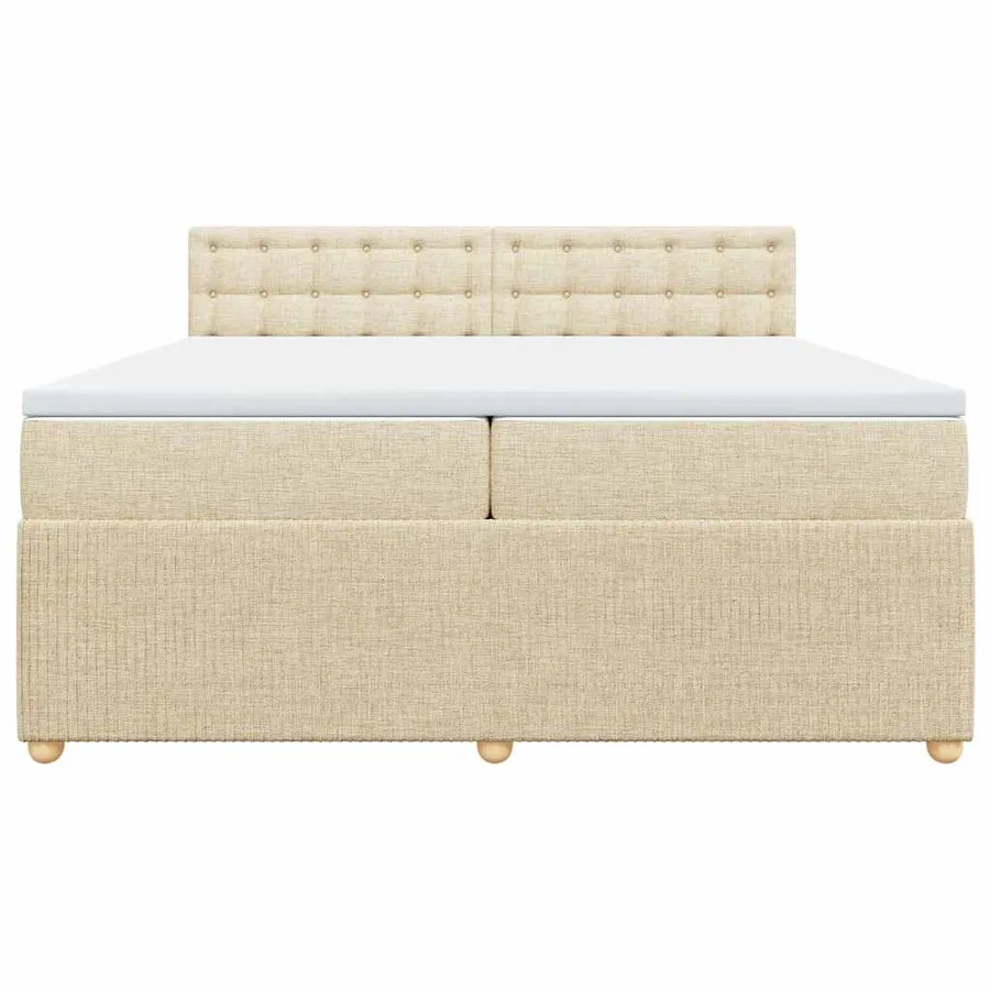 Sommier à lattes de lit avec matelas Crème 200x200 cm Tissu - 6