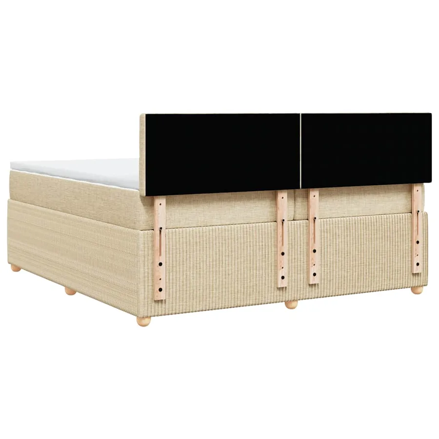 Sommier à lattes de lit avec matelas Crème 200x200 cm Tissu - 8