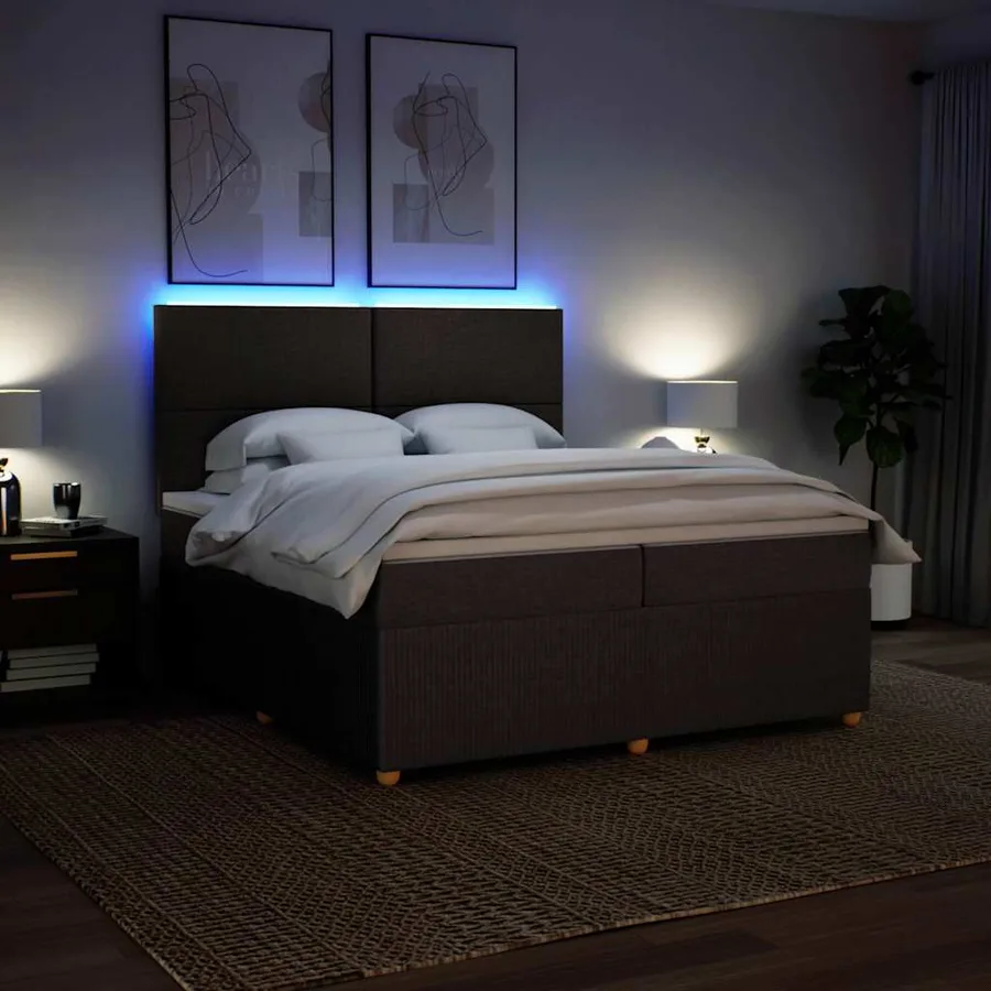 Sommier à lattes de lit avec matelas Marron foncé 200x200 cm - 4