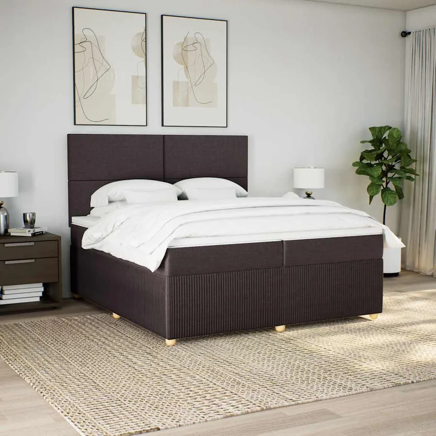 Sommier à lattes de lit avec matelas Marron foncé 200x200 cm - 5