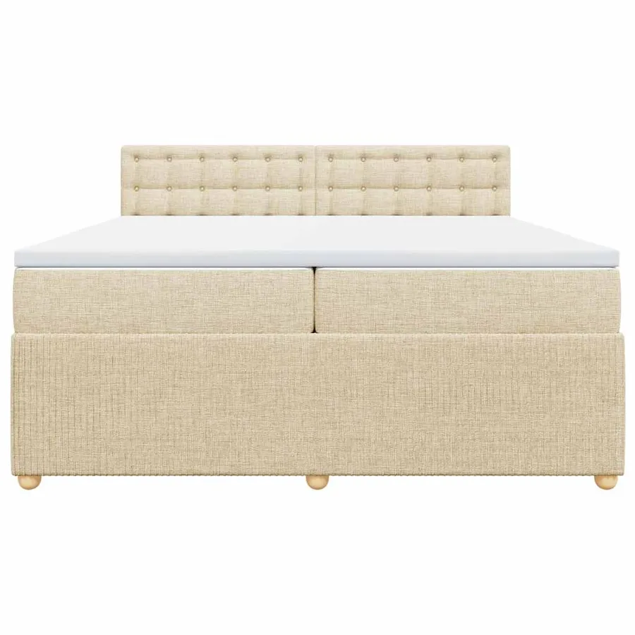 Sommier à lattes de lit avec matelas Crème 200x200 cm Tissu - 4