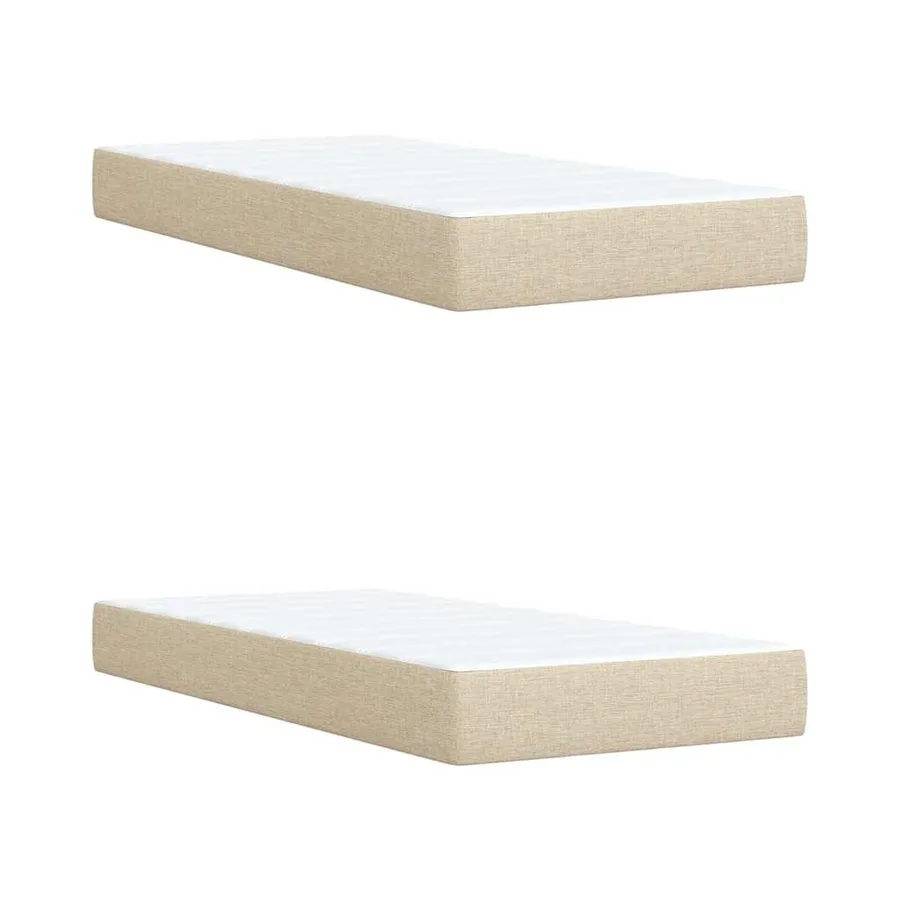 Sommier à lattes de lit avec matelas Crème 200x200 cm Tissu - 9