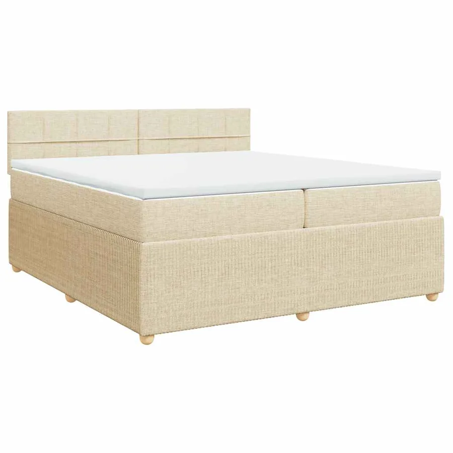 Sommier à lattes de lit avec matelas Crème 200x200 cm Tissu - 2