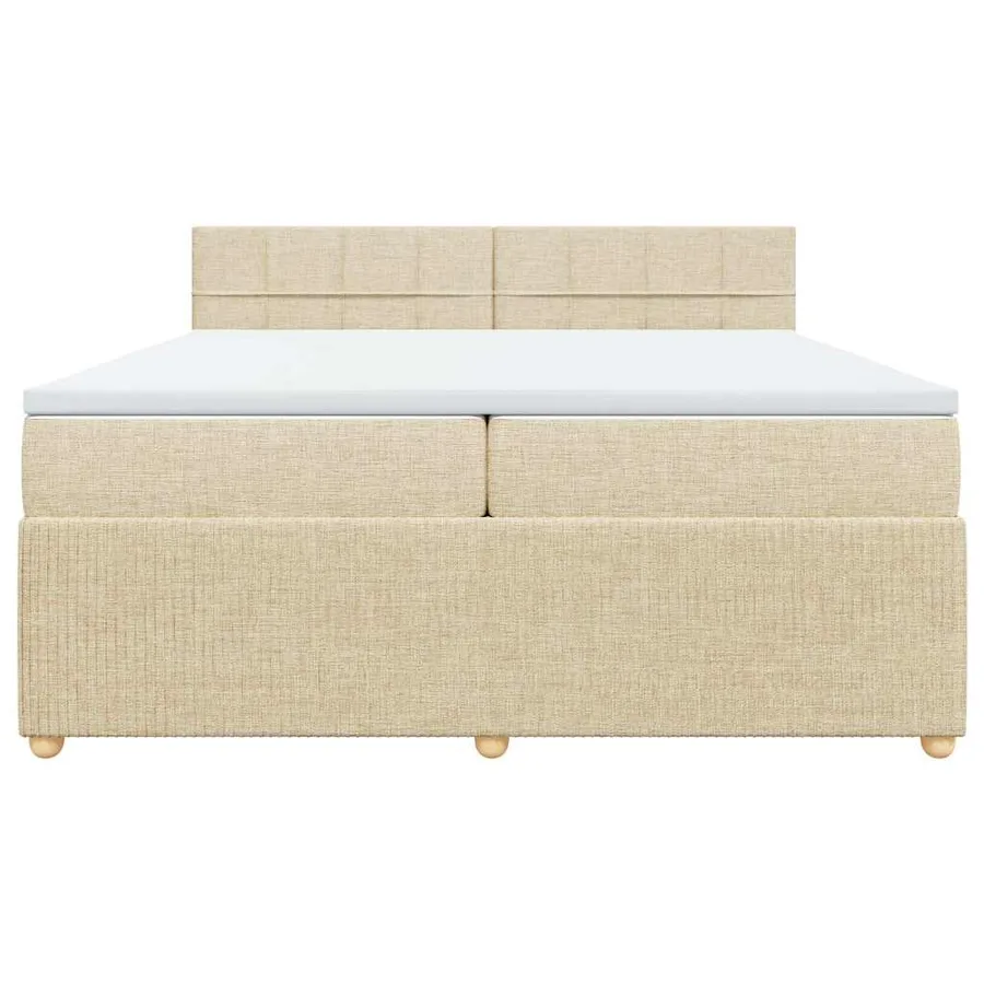 Sommier à lattes de lit avec matelas Crème 200x200 cm Tissu - 4