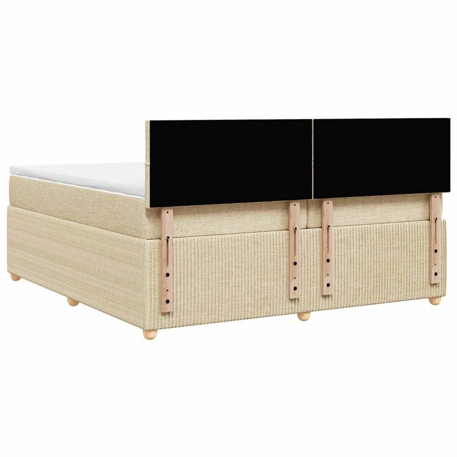 Sommier à lattes de lit avec matelas Crème 200x200 cm Tissu - 6