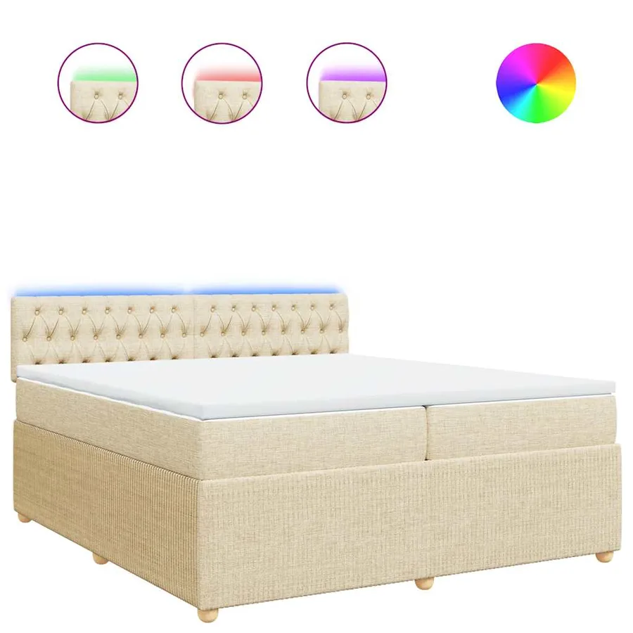 Sommier à lattes de lit avec matelas Crème 200x200 cm Tissu - 2