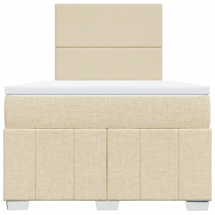 Sommier à lattes de lit avec matelas Crème 120x200 cm Tissu - 4